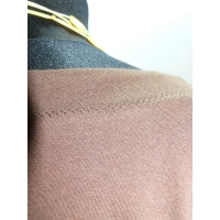 Bawełniana GRUBA BLUZA z haftem na dekolcie - brązowa